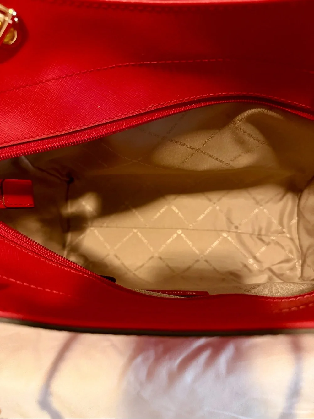 Michael Kors Red Saffiano Tote with Matching MK Wrist Wallet